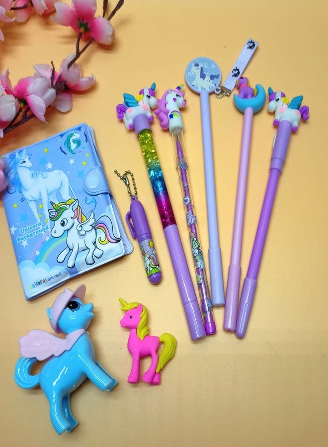 Tera13 TERA 13 Stationary Combo Set (Pack of 8 Items) Unicorn Stationery Items for Kids, Diary with Pen, Pen Pencil Eraser Kit, Stationery Set for Girls Return Gifts for Kids - Image 1